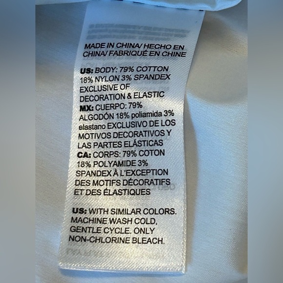 NWT Chico’s Poplin Embroidered Shirt Button Down Women’s L White Accent Sleeves - Picture 11 of 12